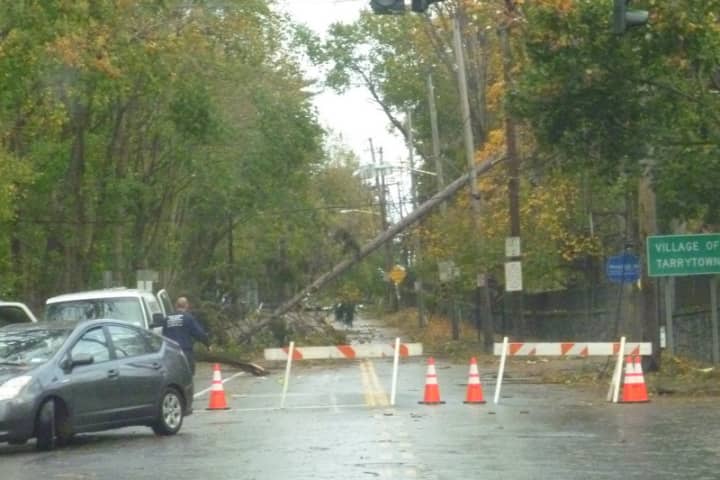 Hurricane Sandy knocked out power to several areas in Tarrytown, including Route 9 just south of the Irving neighborhood.