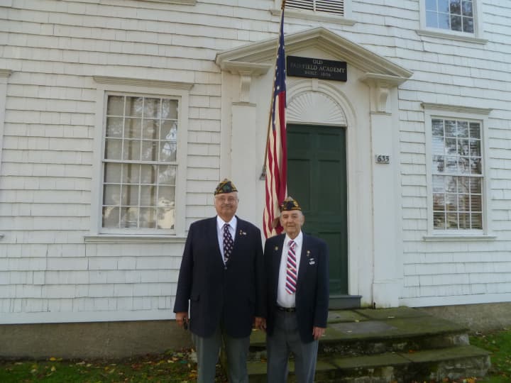 Fairfield veterans Ron Orszag and Robert Korchman attended Saturday&#x27;s ceremony.