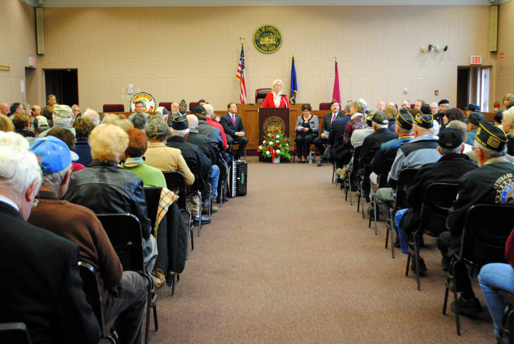 More than 150 people packed Cortlandt Town Hall on Monday, in observance of Veterans Day.