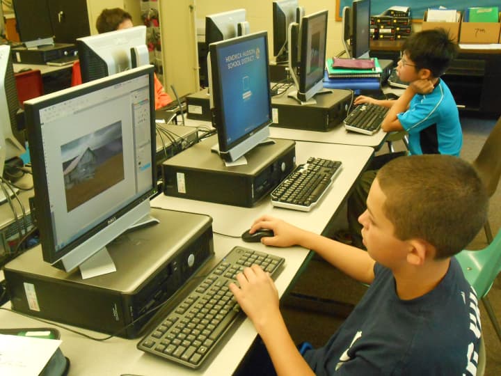 Students work in the computer graphics art class at Blue Mountain Middle School in Cortlandt.