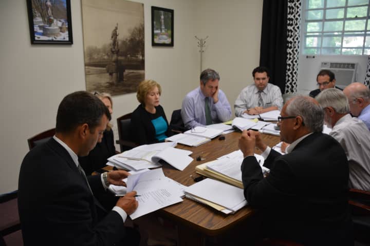 Mount Kisco Village Board members at a Monday work session.