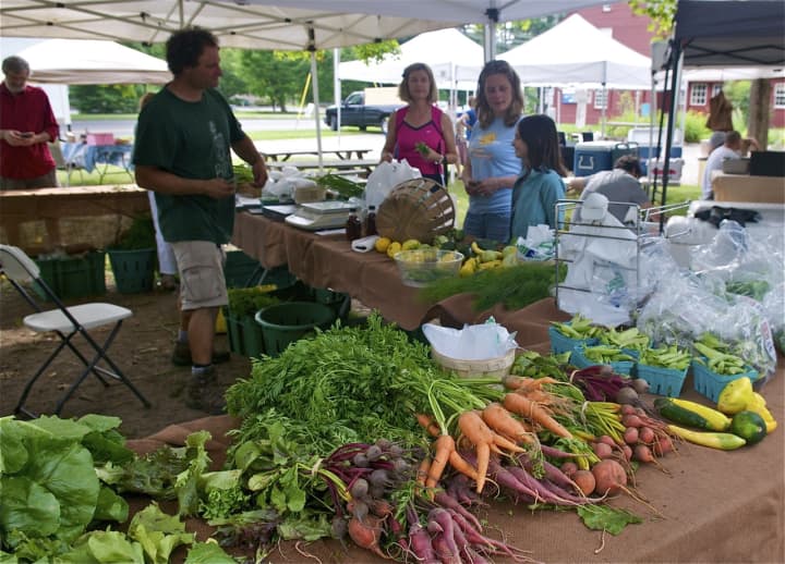 Fresh produce from nearby Ambler Farm is one of many great products available at the Wilton Farmers Market.