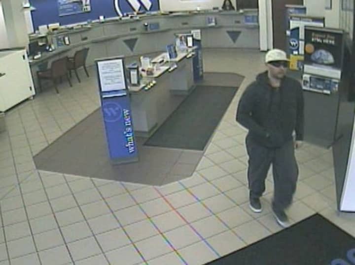 A photo released of the suspect in the late Saturday morning robbery at the Webster Bank at 17 Popham.