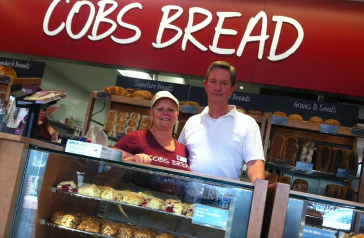 Louise and Robert Hyden owners of the new COBS Bread bakery in Stamford.