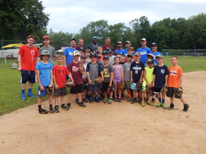 New York Yankee shortstop Didi Gregorius swung by the Summer Trails Day Camp in Somers on July 21 to teach the campers technique and about life in the Major Leagues.