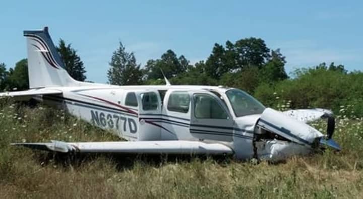 A look at the downed, single-engine plane after the Saturday morning crash.