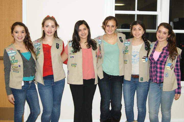 Girls Scouts from Troop 2854 are among those who received the silver award on Nov.18. From left are: Heather Pastore, Carolyn Diamond, Amanda Siciliano, Julia D&#x27;Innocenzo, Olivia Marino and Hannah Pastore.
