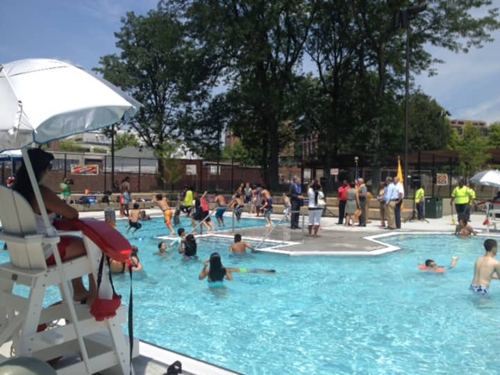 Kittrell Pool, at Fisher Avenue and Irving Place, as it looked Wednesday after a yearlong renovation project. It will be open later during the heat wave. Greenburgh also announced extended hours at the town&#x27;s Massaro Pool in North Elmsford.