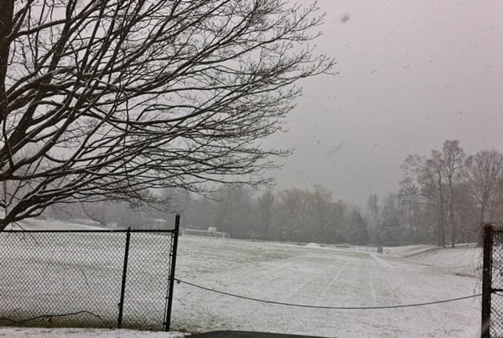 Ridgefield&#x27;s snow-covered Veterans Park becomes a field of white.