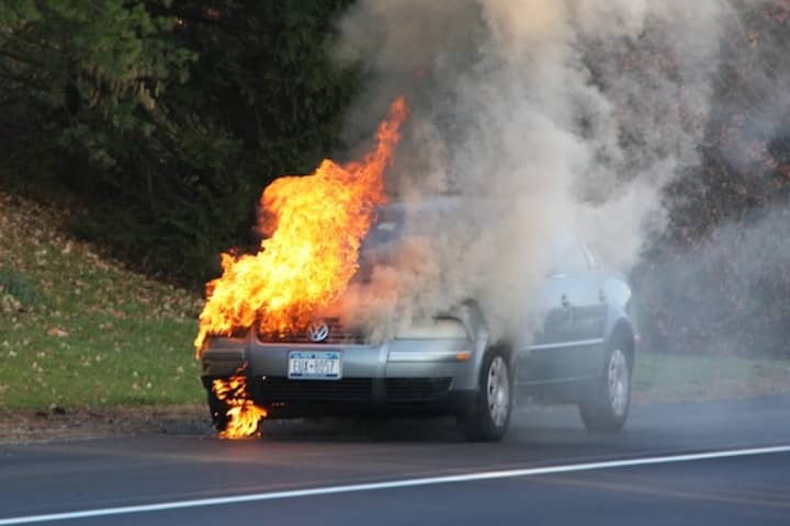 A car caught fire about 3:30 p.m. Nov. 17 while traveling westbound on Route 119 in Elmsford.
