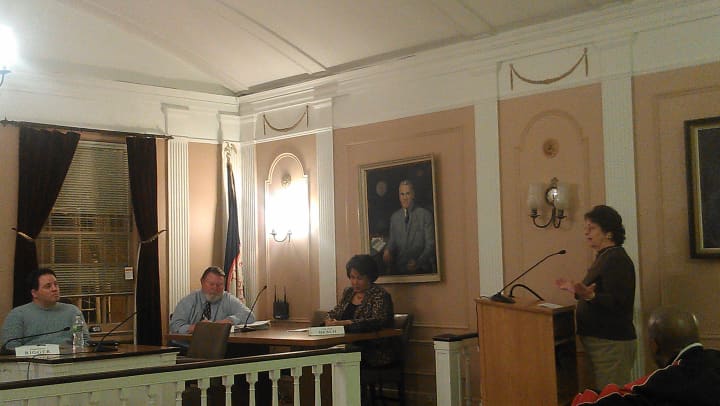 Peekskill employee Diane Blank, right, was among those who spoke at Monday&#x27;s public hearing on the 2013 city budget.