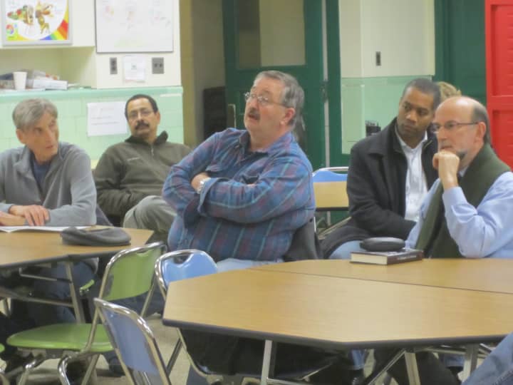 Ossining residents weigh in on the Ossining School District&#x27;s search for a new superintendent during a meeting Tuesday night at Roosevelt School.
