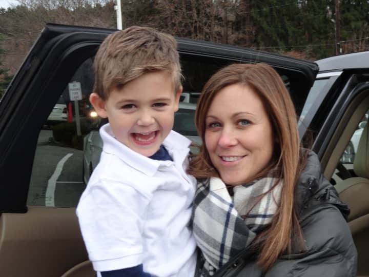 Tracy Bruno, of Yorktown, poses with her son Michael, who is a student at Holy Name of Jesus School in Valhalla.