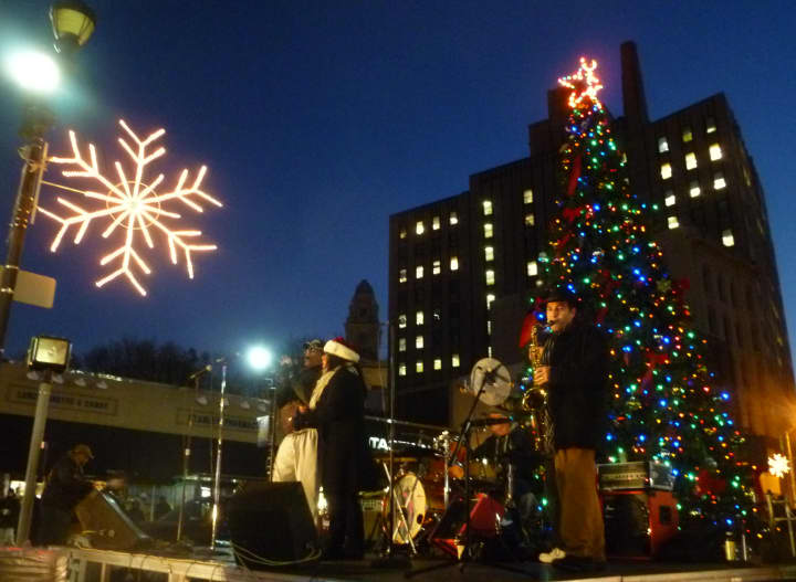Roxys All Star Revue performs Thursday as Yonkers celebrated the beginning of the holiday season with the annual tree lighting ceremony in Getty Square. 