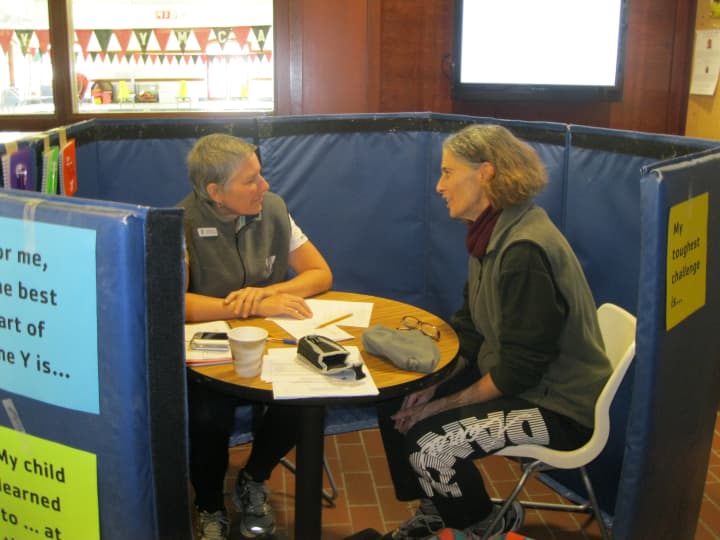 Ann Ivan, Rye YMCA fitness center director, interviews Jill Doornick for the Rye YMCA&#x27; Voices From The Community project.  