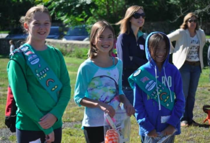 Maya Watson (center) with other Girl Scouts from Connecticut at the competition.