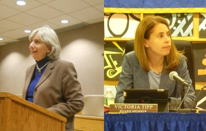 New Castle Supervisor Susan Carpenter, left, and Chappaqua school board President Victoria Tipp will meet Tuesday night. The boards will hold a rare joint meeting Tuesday.
