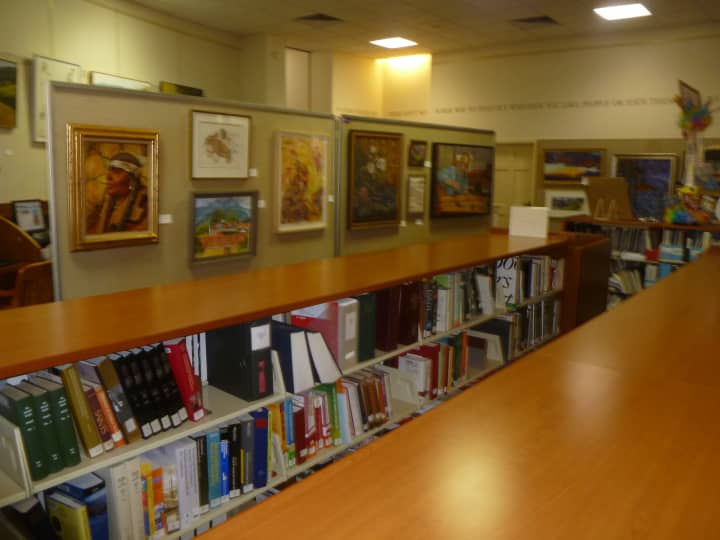 Paintings and other works of art are on display and for sale at the Mark Twain Library Art Show this week.