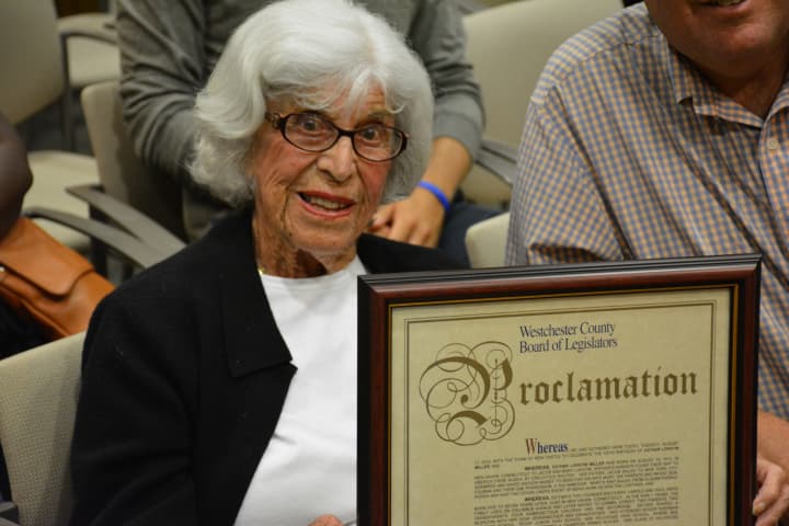 Chappaqua&#x27;s Esther Miller, who turns 100 on Aug. 19, holds a proclamation from Westchester County.