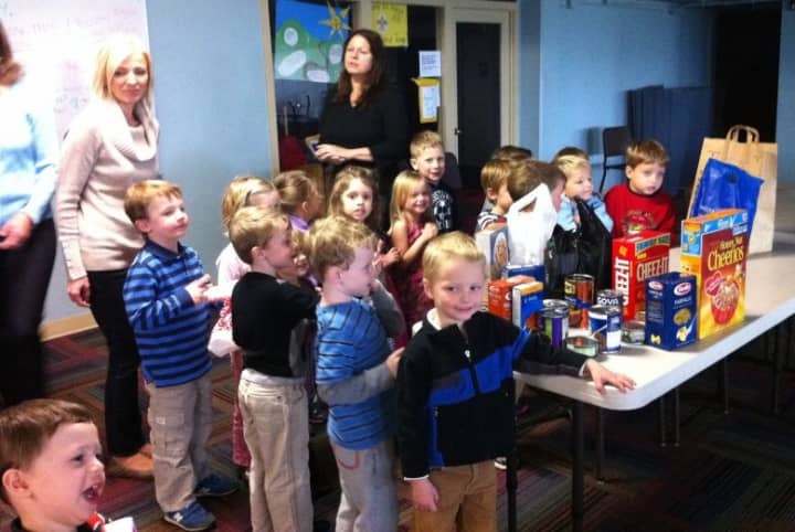 Students from St. Mark&#x27;s Nursery School collected food for the New Canaan Food Pantry. 