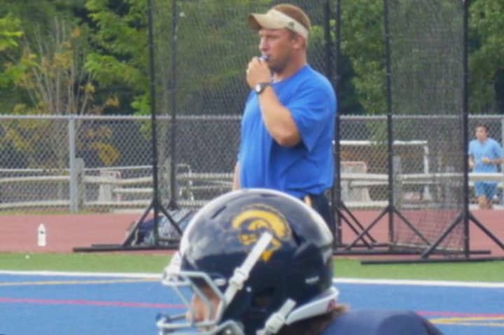 Weston football coach Joe Lato watches the team at practice earlier this year.