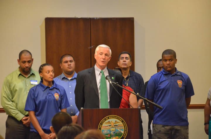 Mayor Bill Finch was joined by city officials, community leaders, and young people from across the city at his announcement..