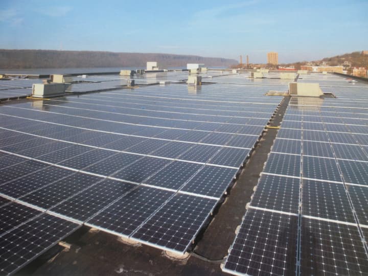 Developers and city officials unveiled a rooftop solar system Wednesday on top of Kawasaki Rail Cars in Yonkers. 