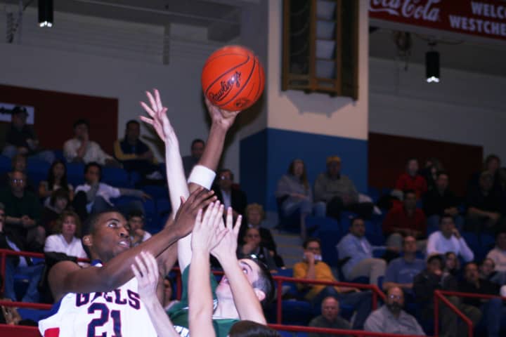 Somers&#x27; Kennedy Catholic alumnus Tyrell Thompson flying high in 2006 during one of the Gaels&#x27; many sectional title runs at the Westchester County Center.