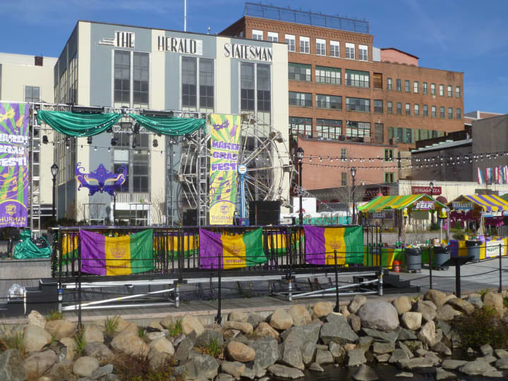 Production crews for &quot;The Following&quot; turned Yonkers&#x27; Van Der Donck Park into a Mardi Gras carnival. 