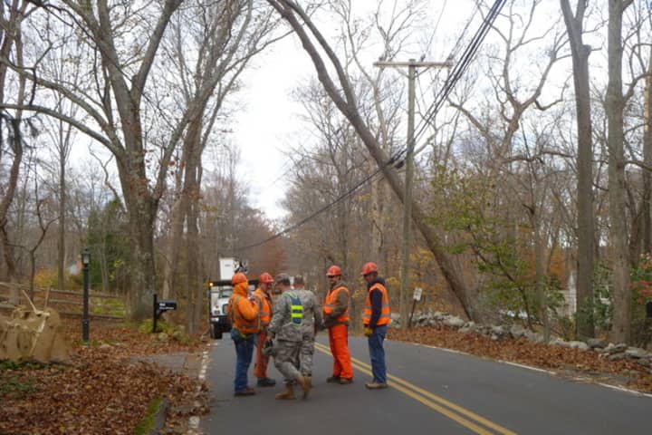 Clearing downed trees from Weston area roadways was a major task after Hurricane Sandy hit.