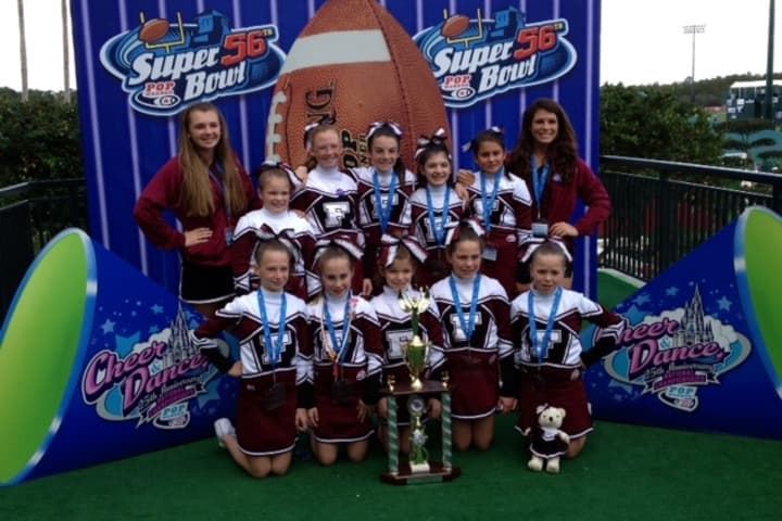 The Fairfield Giants Pee Wee cheerleaders finished fifth in the nation this week at a competition in Florida. See story for IDs.
