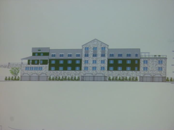 An updated rendering of the Chappaqua Station affordable-housing site was presented at a Sept. 20 public hearing.