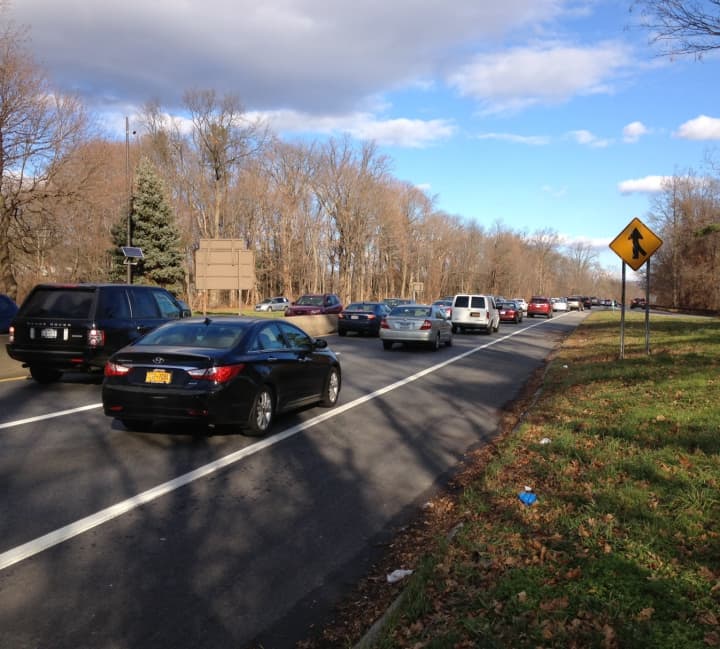 The accident near Mamaroneck Road in Scarsdale caused traffic to back up.