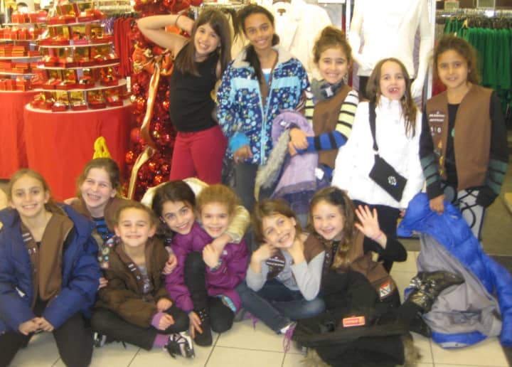 The girls of Rye Brook&#x27;s Brownie Troop #1905 shop for clothing to supply Westchester Jewish Community Services&#x27; Kids Kloset. 