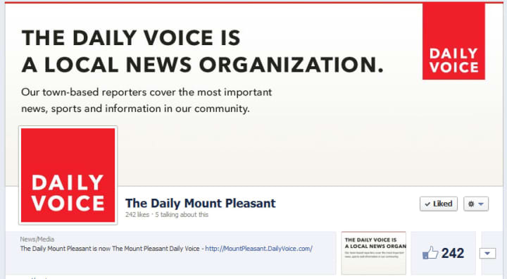 &#x27;Like&#x27; The Mount Pleasant Daily Voice&#x27;s page on Facebook.