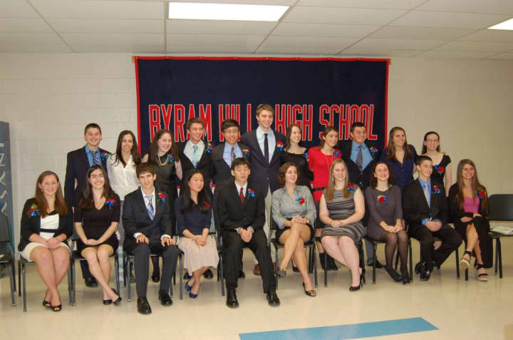 Byram Hills High School inducted 21 students and two faculty members into its Cum Laude Society this week.