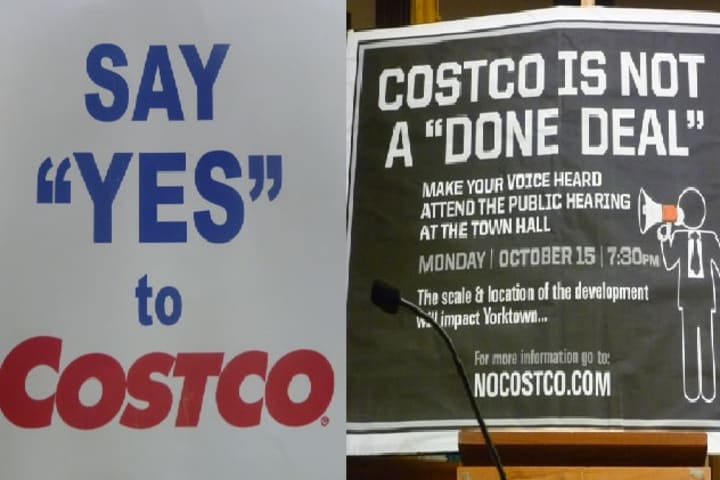 A proposed Costco Wholesale Club at 3200 Crompond Road has seemingly divided the town into supporting and opposing groups for the project.