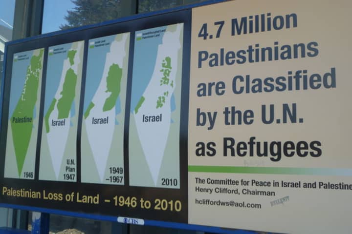 The pro-Palestinian billboard at the Chappaqua train station drew passionate responses.