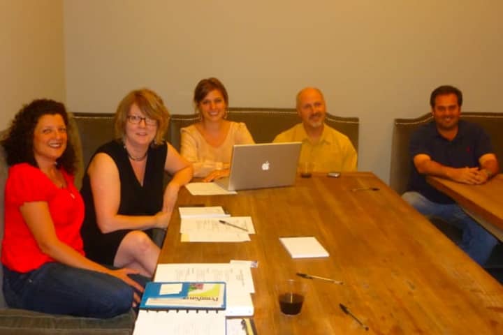 From left: Linda Degelsmith, Dawn Greenberg, Tara Mikolay, Rob Greenstein, and Rich Glotzer at the Chappaqua-Millwood Chamber of Commerce preliminary meeting in May.