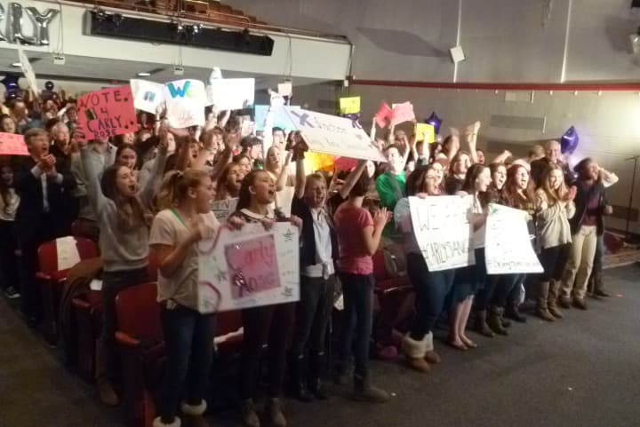 Hundreds of Carly Rose Sonenclar fans cheered her on from Archbishop Stepinac High School in White Plains while she performed on &quot;X-Factor.&quot;
