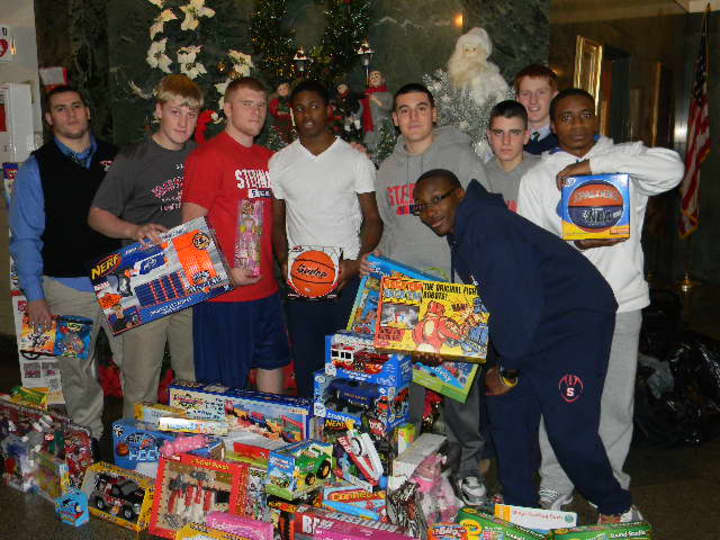Members of the Archbishop Stepinac football team collected gifts for local children.