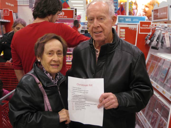 Florida residents Marie and Robert Boyd are visiting their children and grandchildren in Mount Kisco. They were doing some last-minute Christmas shopping at Target in Mount Kisco on Saturday morning.