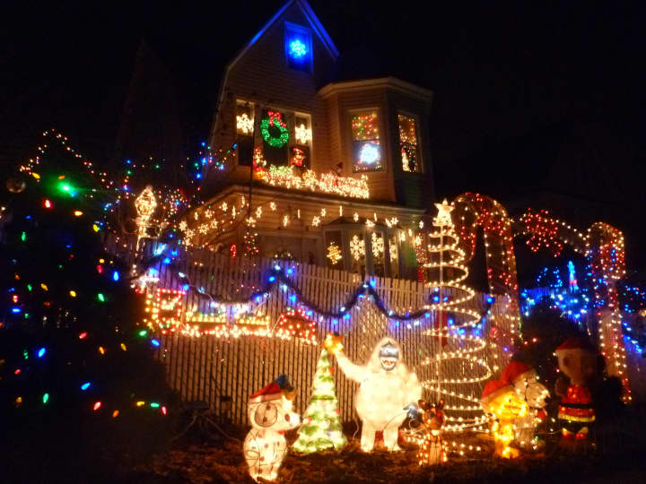 A home on Upland Avenue lights up for the Christmas season. 