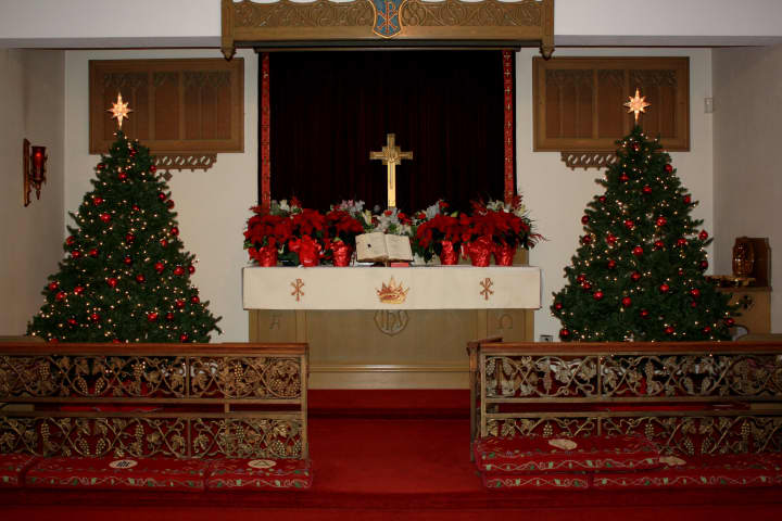The alter of Trinity Lutheran Church, decorated for Christmas Mass December 25, 2012.
