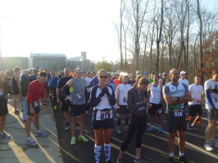 Runners line up for the Reservoir Run, Weston&#x27;s first half-marathon, on Nov. 11.