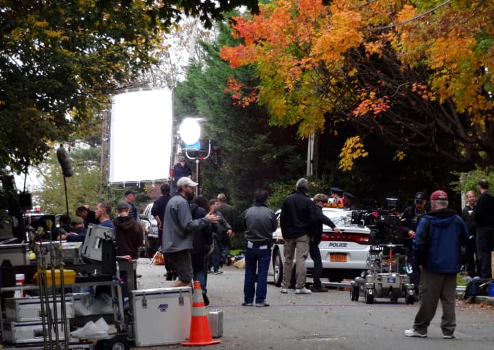 A TV crew brought in police cars to be featured in the pilot &quot;The Secret Lives Of Husbands And Wives&quot; that was filmed in Bronxville.