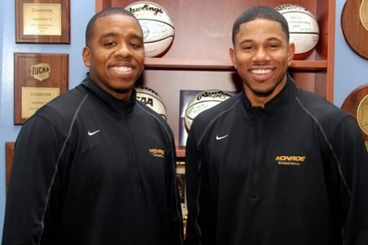 Ricky Johns (r.) joined Dana Warner as an assistant coach for the Monroe College men&#x27;s basketball team this season.