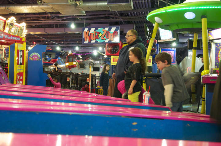 Children play skee ball at FunFuzion in New Roc City in New Rochelle.