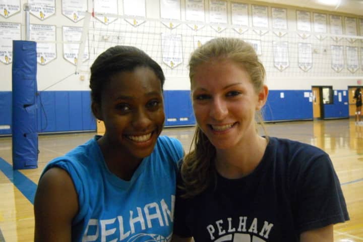 Tori Bowser, left, and Helen Gandler, right, led the Pelham volleyball team to a second consecutive Section 1 Class B championship and berth in the state final four.