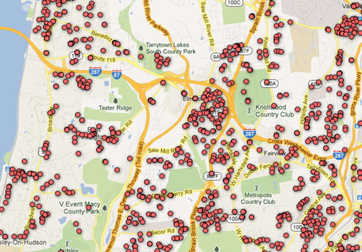 A map published on The Journal News&#x27; website shows the names and addresses of hundreds of gun owners throughout Greenburgh.